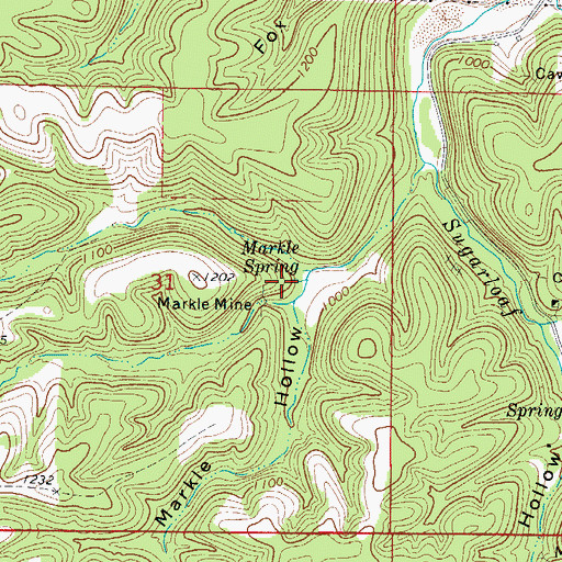 Topographic Map of Markle Spring, AR