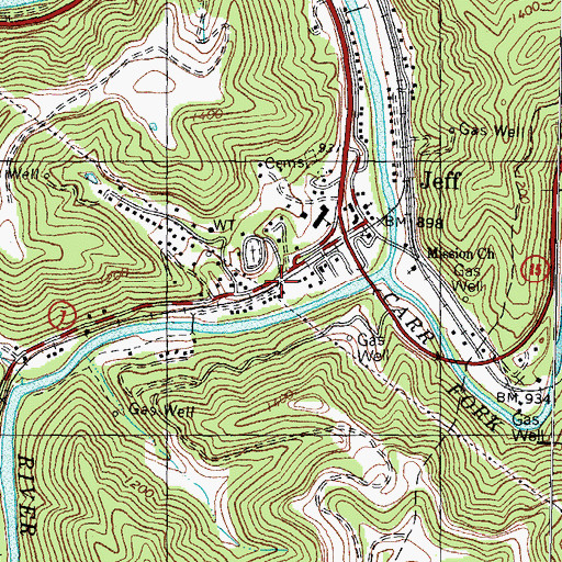 Topographic Map of Jeff, KY