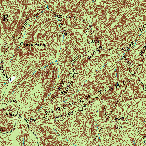 Topographic Map of Rush Ridge Trail, KY