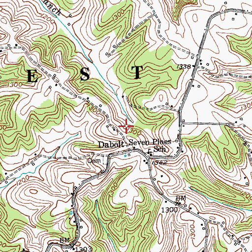 Topographic Map of Dabolt, KY