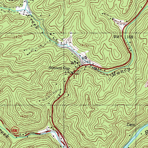 Topographic Map of Stinnett Gap Church, KY