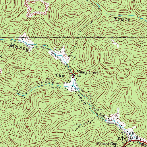 Topographic Map of Muncy Creek Church, KY
