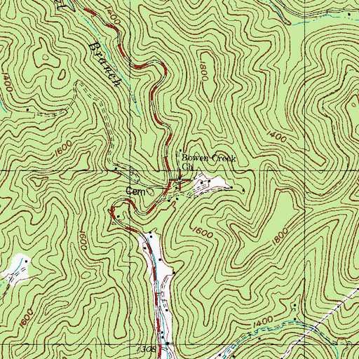 Topographic Map of Bowen Creek Church, KY
