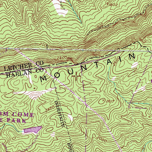 Topographic Map of Kingdom Come State Park, KY