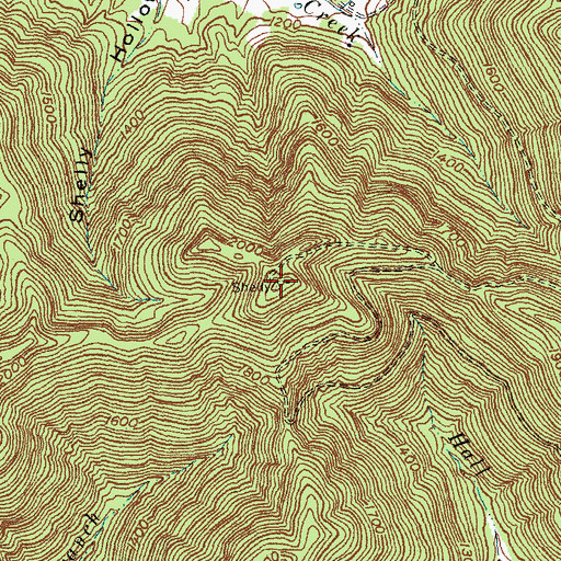 Topographic Map of Shelly Knob Lookout, KY