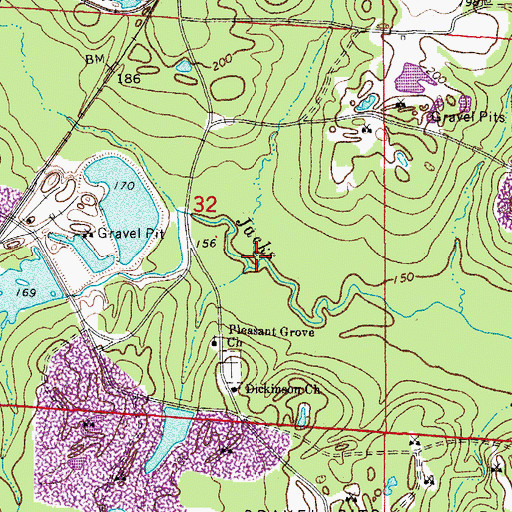 Topographic Map of Marlow Branch, AR