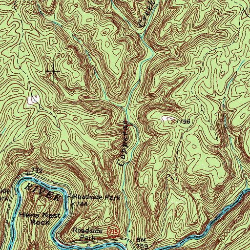 Topographic Map of Clifty Wilderness, KY