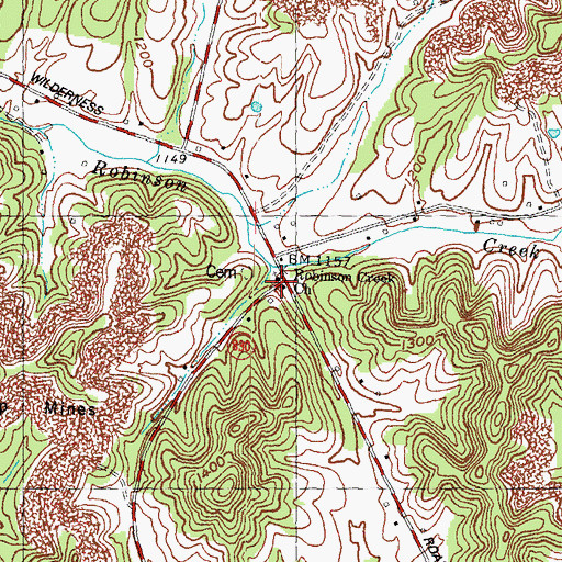Topographic Map of Little Robinson Creek Church, KY