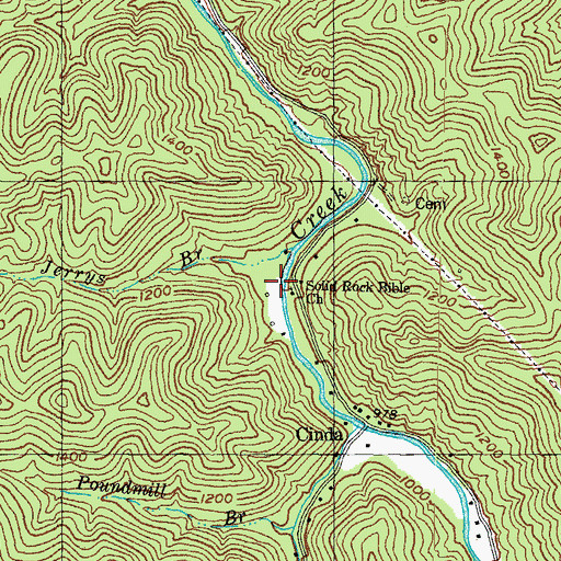 Topographic Map of Solid Rock Bible Church, KY