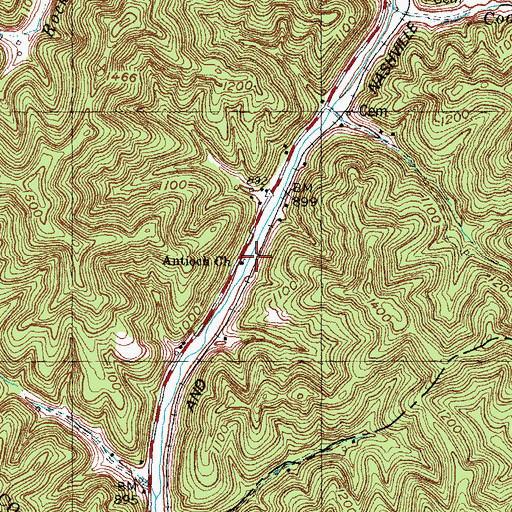 Topographic Map of Antioch Church, KY