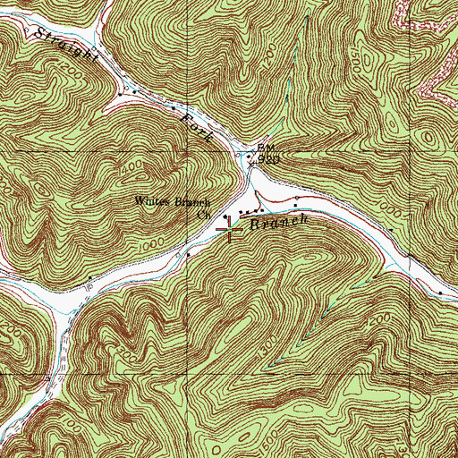 Topographic Map of Whites Branch Church, KY