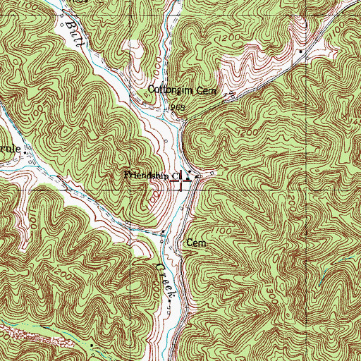 Topographic Map of Friendship Church, KY