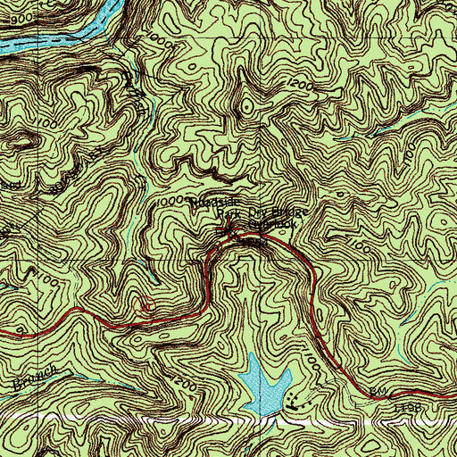 Topographic Map of Dry Bridge Overlook, KY