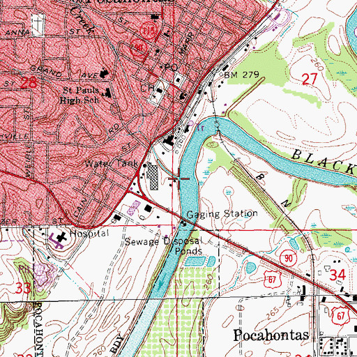 Topographic Map of Marr Creek, AR
