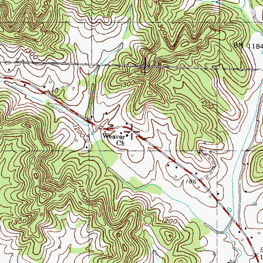 Topographic Map of Weaver Church, KY