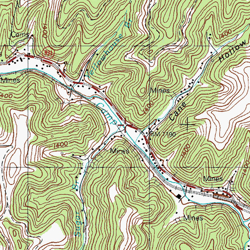 Topographic Map of Sugar Branch, KY