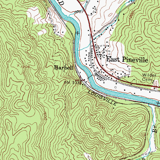 Topographic Map of Bell County, KY