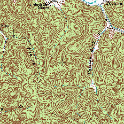 Topographic Map of Breathitt County, KY