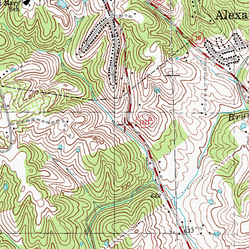 Topographic Map of Campbell County, KY