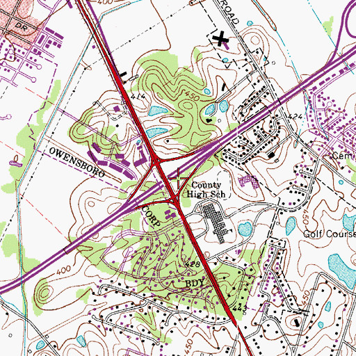 Topographic Map of Daviess County, KY
