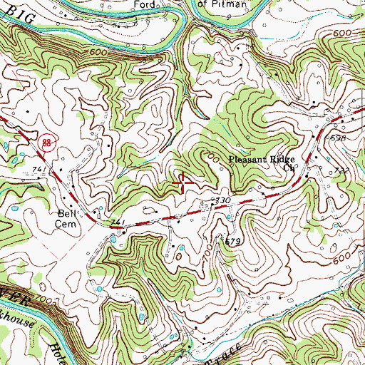 Topographic Map of Green County, KY