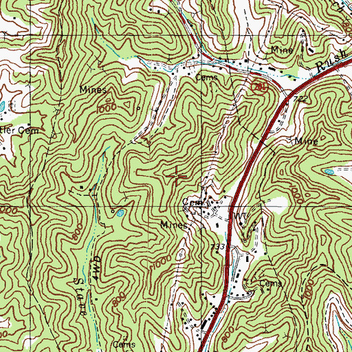 Topographic Map of Johnson County, KY