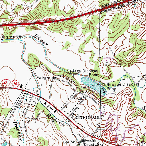 Topographic Map of Metcalfe County, KY