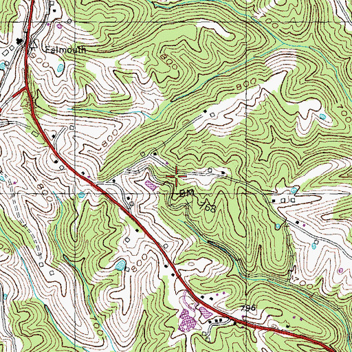 Topographic Map of Pendleton County, KY