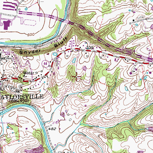 Topographic Map of Spencer County, KY
