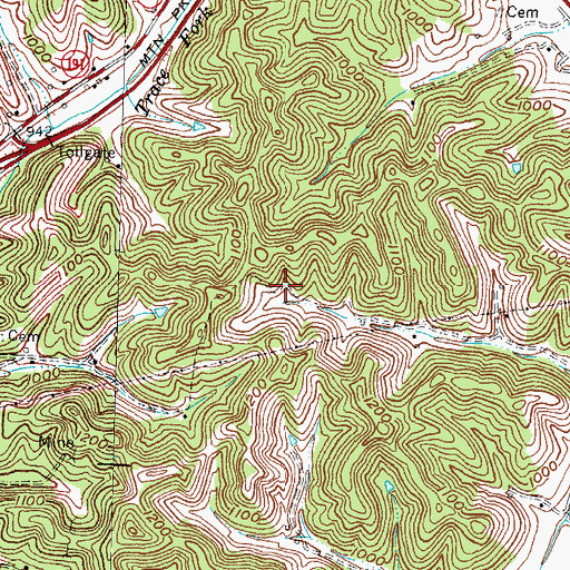 Topographic Map of Wolfe County, KY