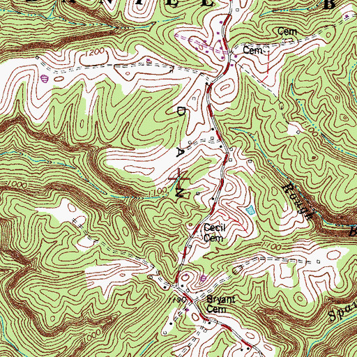 Topographic Map of Dan Ridge, KY