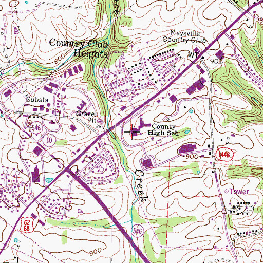 Topographic Map of County High School, KY