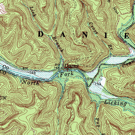 Topographic Map of Craney, KY