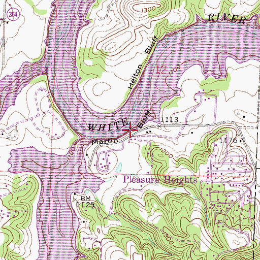 Topographic Map of Martin Bluff, AR