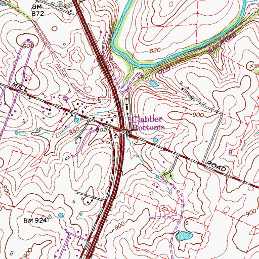 Topographic Map of Clabber Bottom, KY