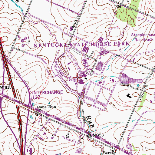 Topographic Map of Kentucky State Horse Park, KY