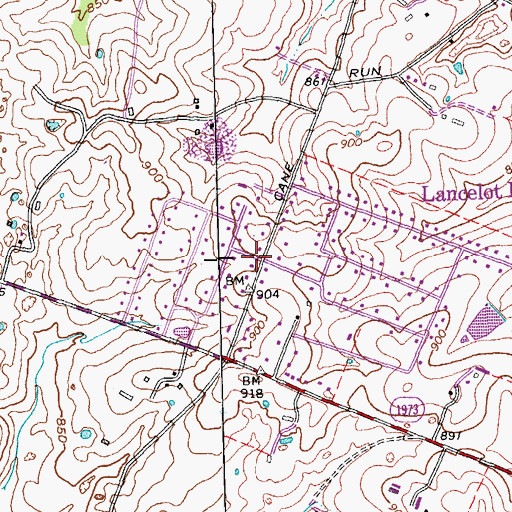 Topographic Map of Lancelot Estates, KY