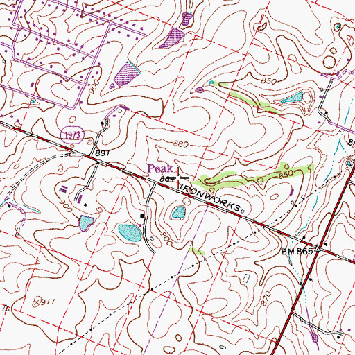 Topographic Map of Peak, KY