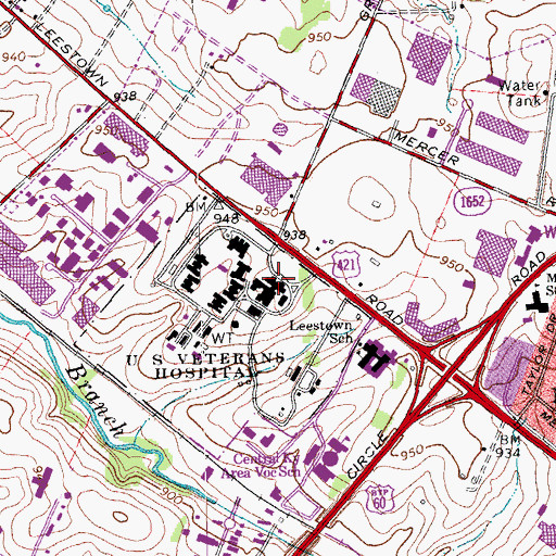 Topographic Map of Lexington Veterans Affairs Medical Center Leestown Division, KY