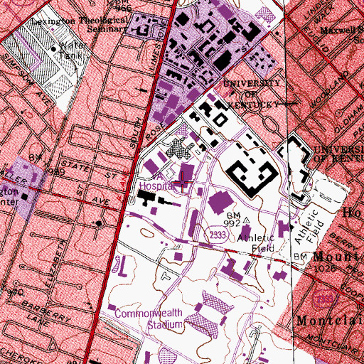 Topographic Map of Lexington Veterans Affairs Medical Center Cooper Division, KY