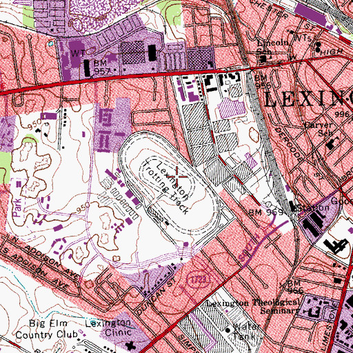 Topographic Map of Lexington Trotting Track, KY