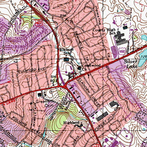 Topographic Map of East School, KY