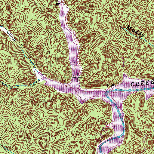 Topographic Map of Daniels Creek School (historical), KY