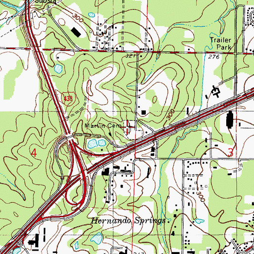 Topographic Map of Martin Cemetery, AR