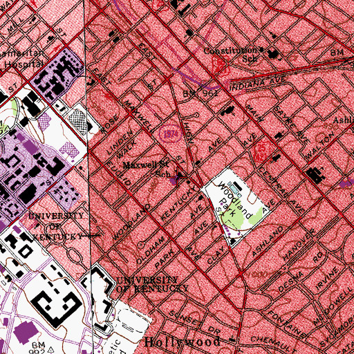 Topographic Map of Maxwell Spanish Immersion Elementary School, KY