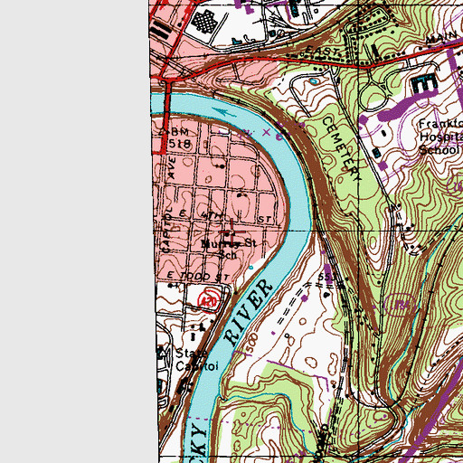 Topographic Map of Murray Street School, KY