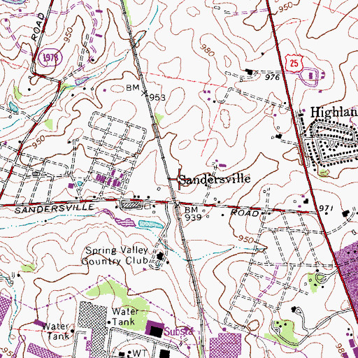 Topographic Map of Sandersville, KY