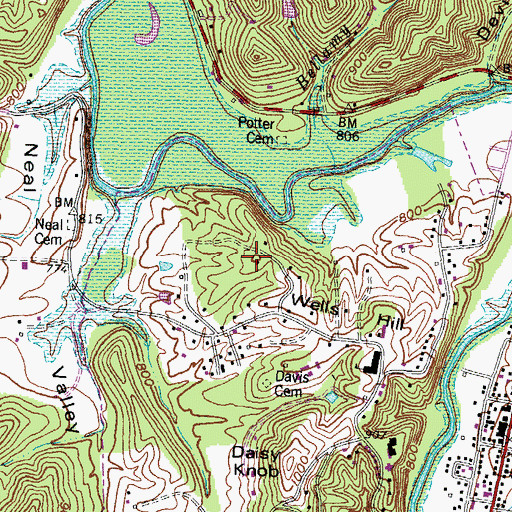 Topographic Map of Wells Hill, KY