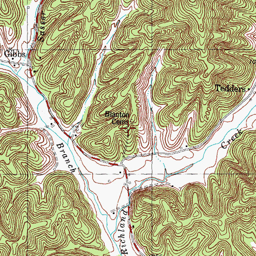 Topographic Map of Blanton Cemetery, KY