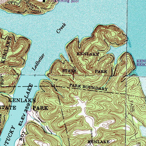 Topographic Map of Widow Reynolds Bar Post Light, KY
